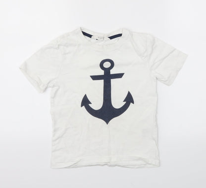 H&M Boys White   Basic T-Shirt Size 7-8 Years