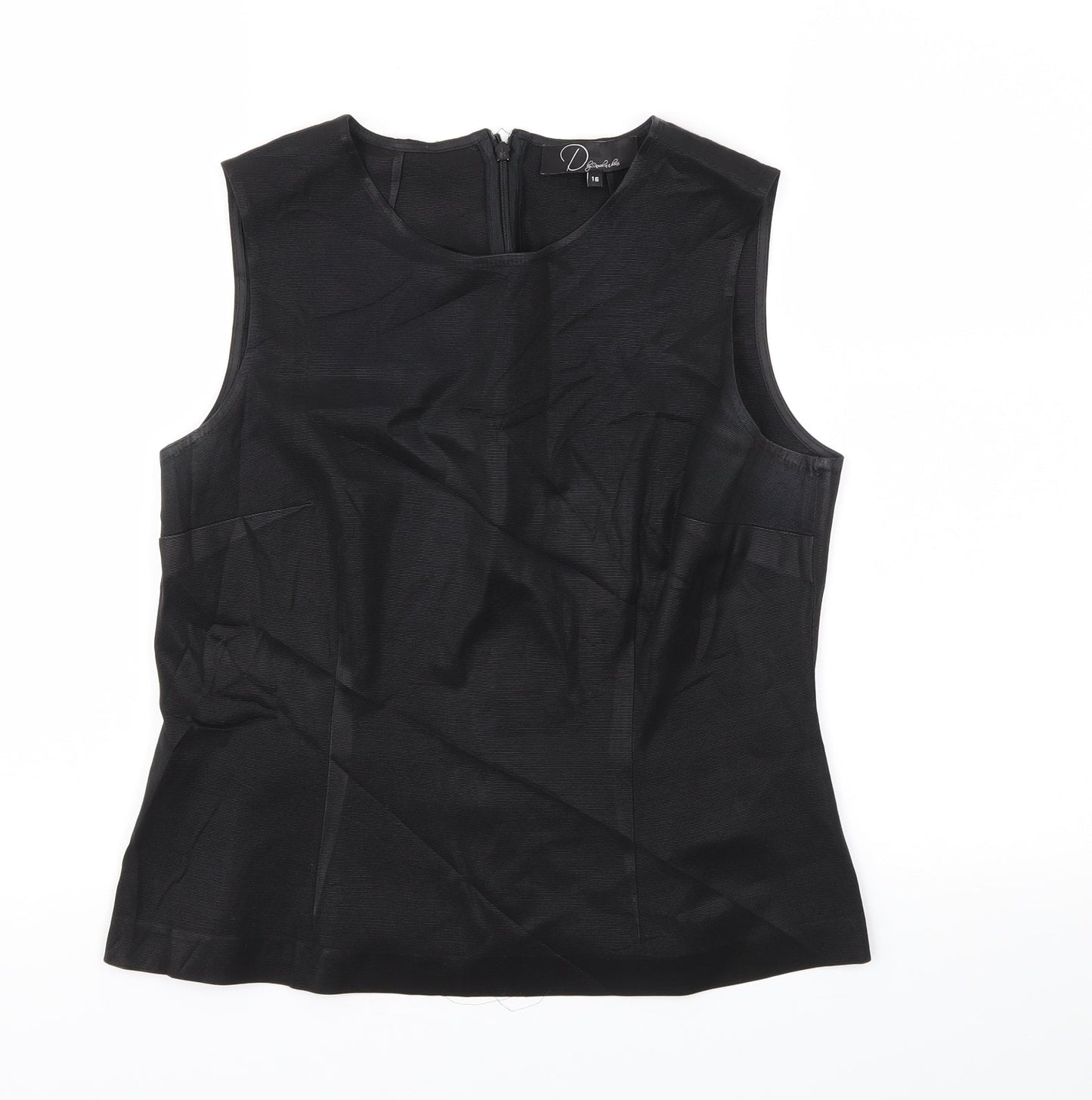 Womens UK Size 16 Preworn Black Basic T-Shirt