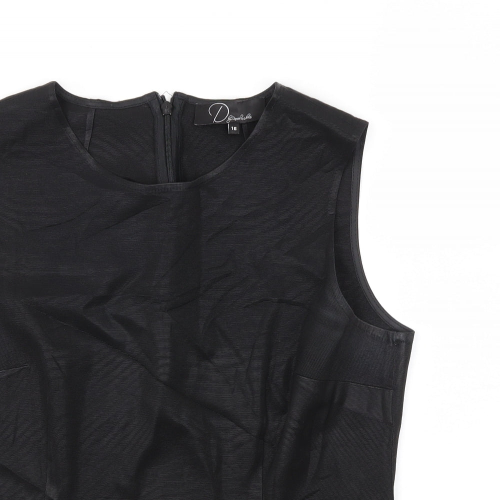 Womens UK Size 16 Preworn Black Basic T-Shirt