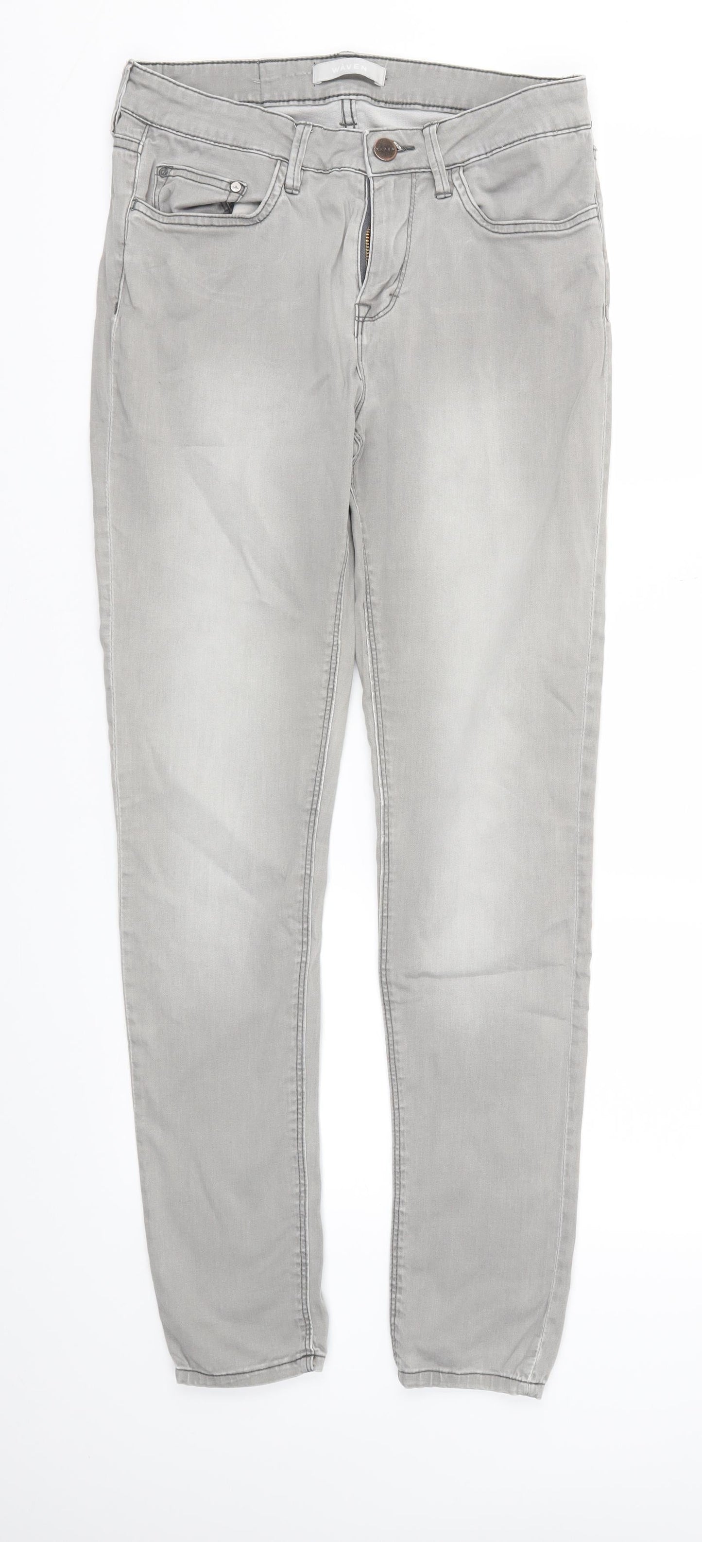 Womens UK Size 10 Waven Extra-Slim Fit Skinny Grey Jeans