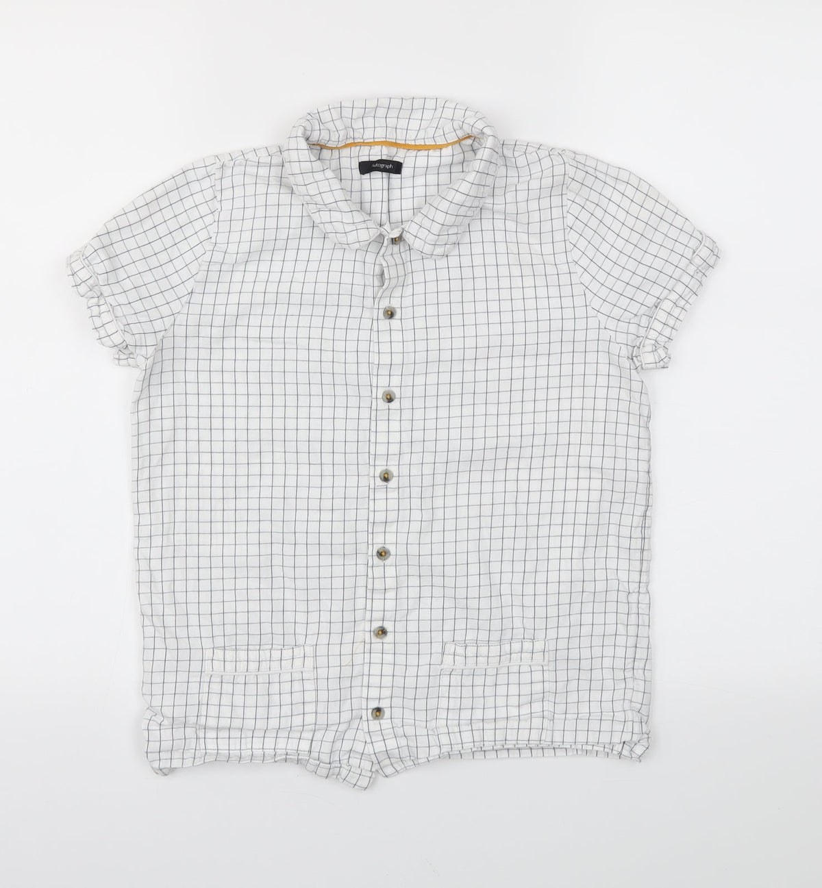 Marks & Spencer Girls White Check  Basic T-Shirt Size 11-12 Years