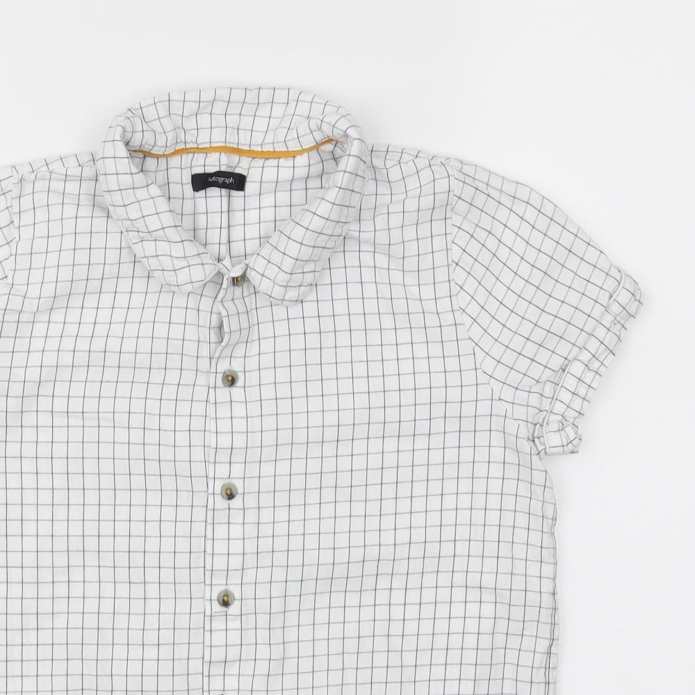 Marks & Spencer Girls White Check  Basic T-Shirt Size 11-12 Years