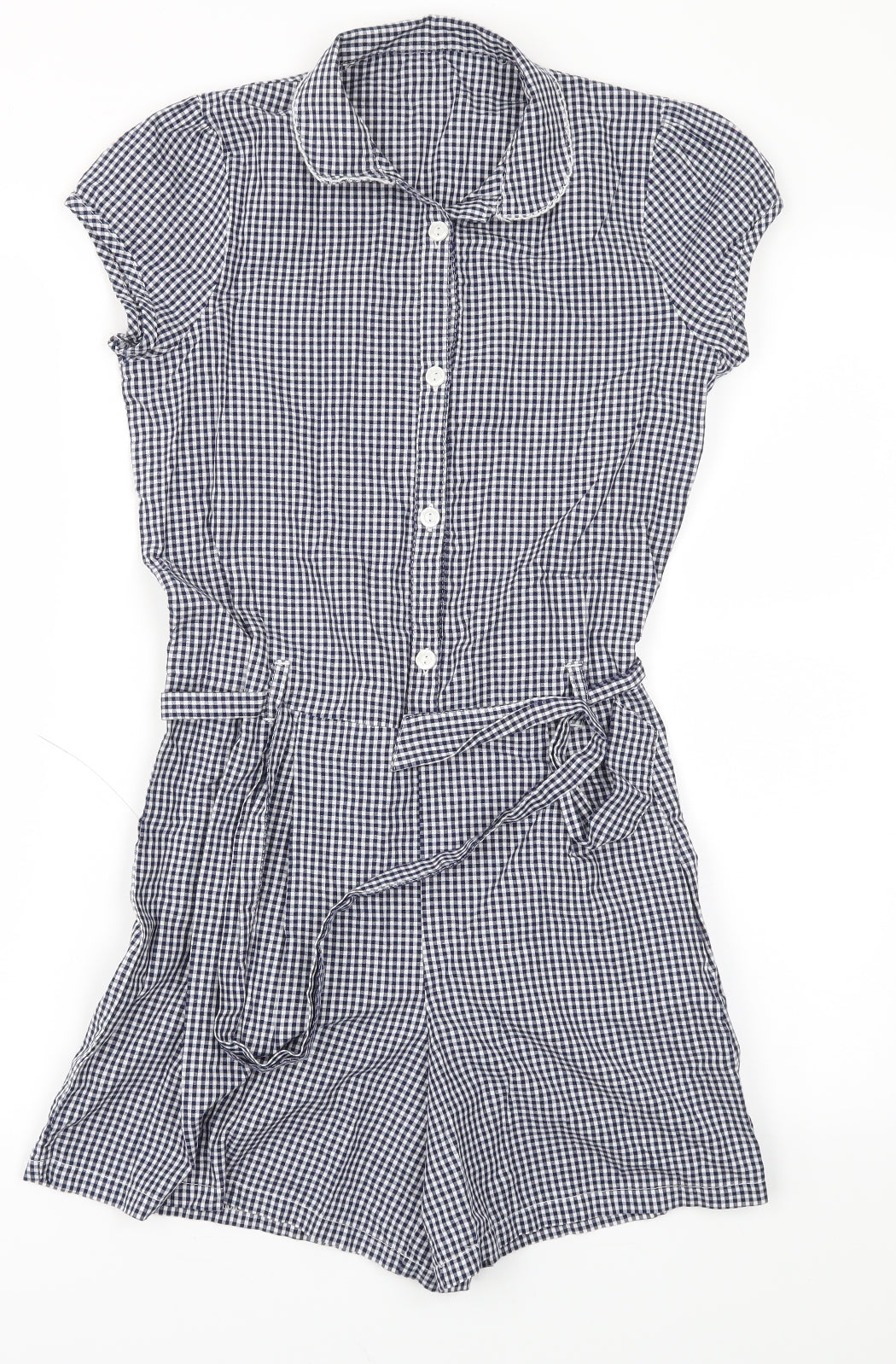 George Girls Blue Check  Jumpsuit One-Piece Size 11-12 Years