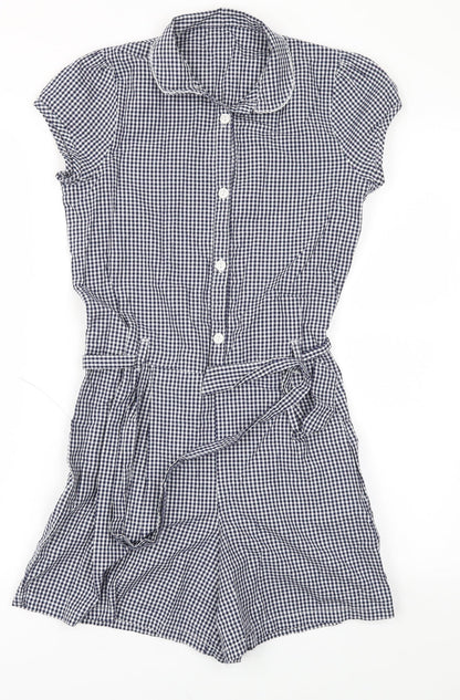 George Girls Blue Check  Jumpsuit One-Piece Size 11-12 Years