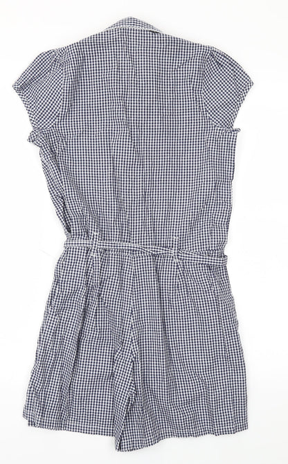 George Girls Blue Check  Jumpsuit One-Piece Size 11-12 Years