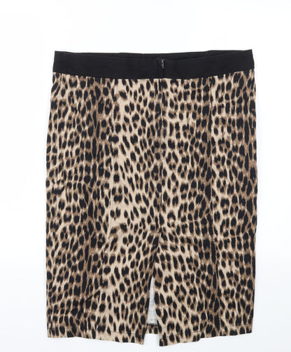 Dorothy Perkins Womens Brown Animal Print  A-Line Skirt Size 14