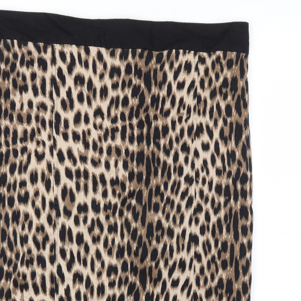 Dorothy Perkins Womens Brown Animal Print  A-Line Skirt Size 14