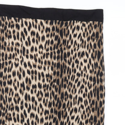 Dorothy Perkins Womens Brown Animal Print  A-Line Skirt Size 14