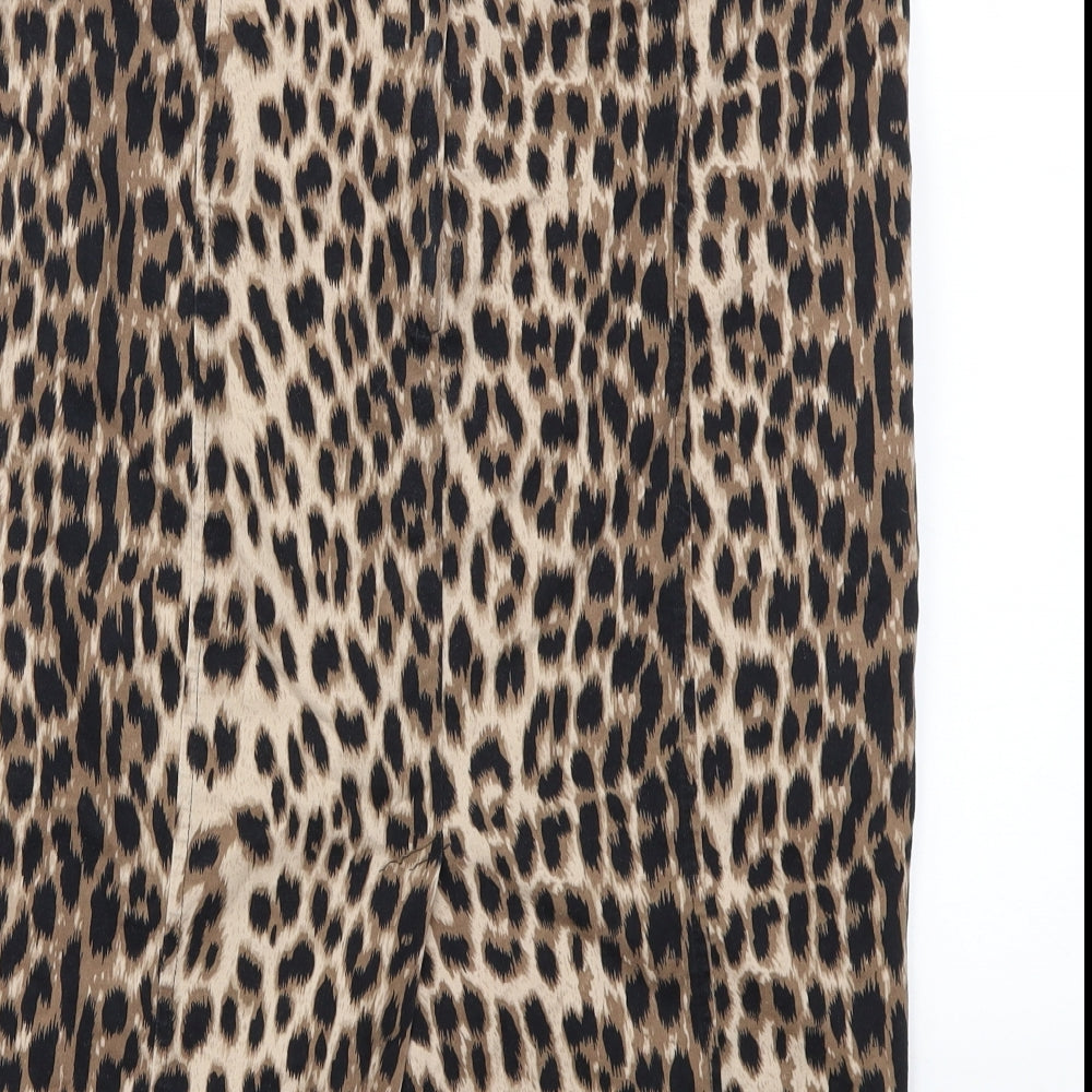 Dorothy Perkins Womens Brown Animal Print  A-Line Skirt Size 14