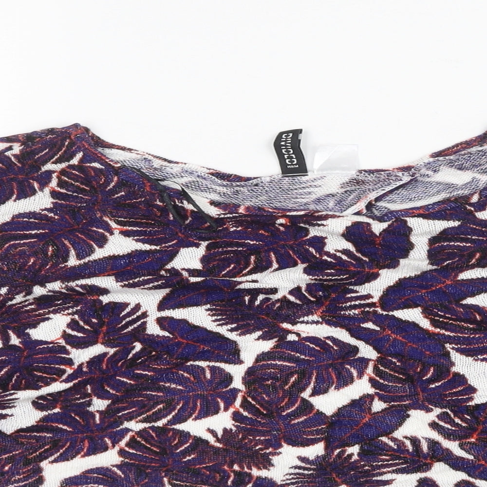Divided by H&M Womens Purple Geometric  Cropped T-Shirt Size L