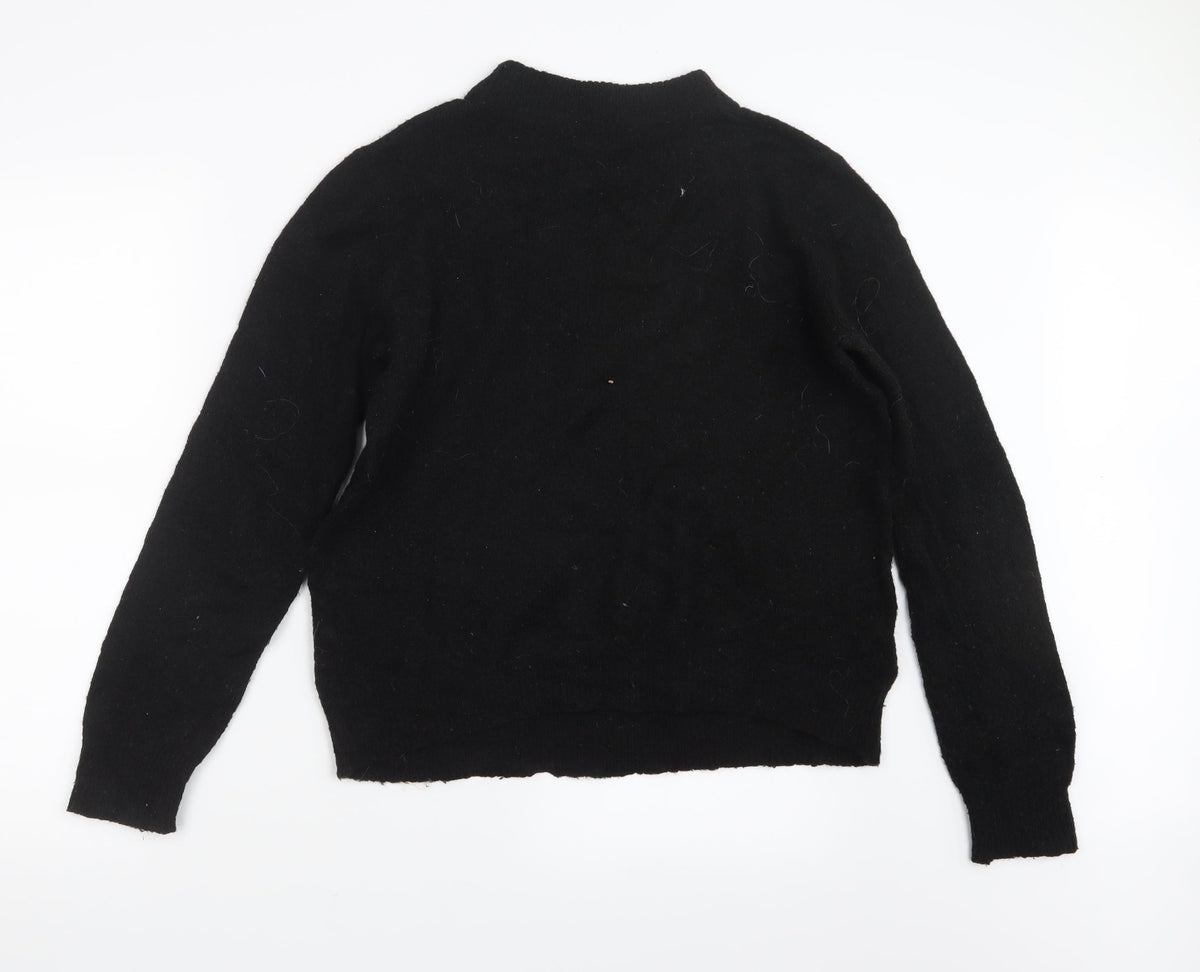 Pieces Womens Black  Knit Pullover Jumper Size L