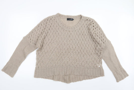 Miso Womens Beige  Knit Pullover Jumper Size 14
