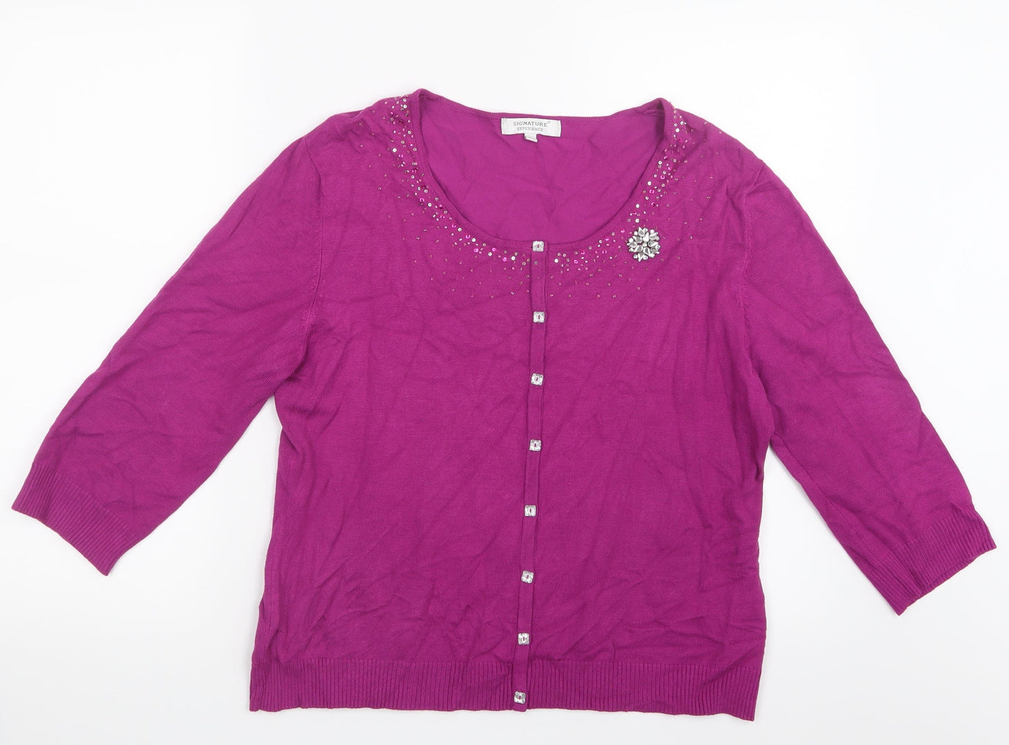 Signature Experience Womens Pink  Knit Cardigan Jumper Size L