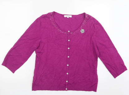 Signature Experience Womens Pink  Knit Cardigan Jumper Size L