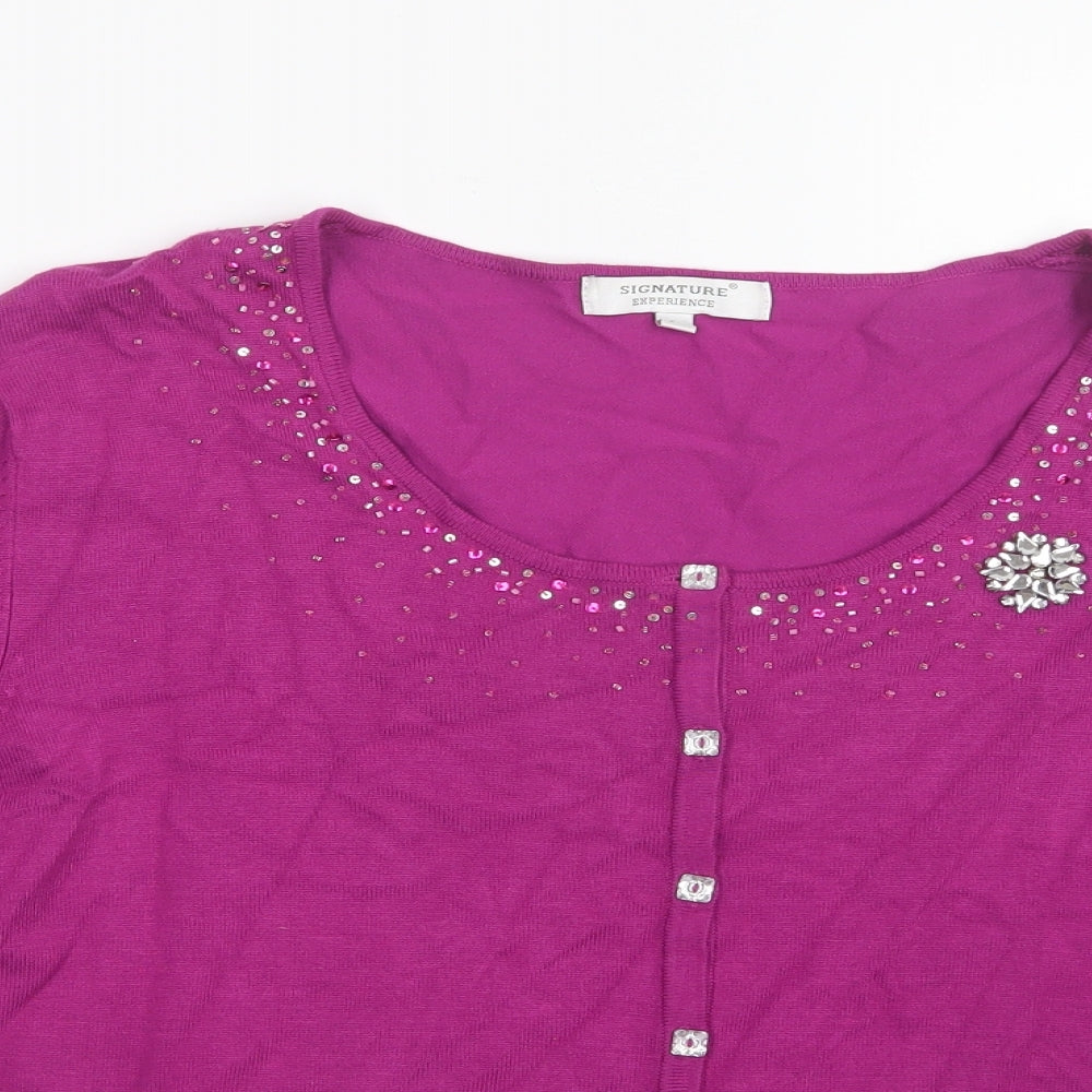 Signature Experience Womens Pink  Knit Cardigan Jumper Size L
