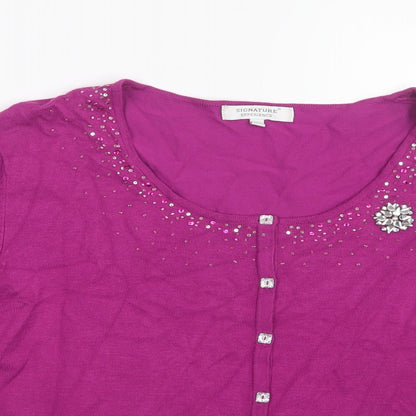 Signature Experience Womens Pink  Knit Cardigan Jumper Size L