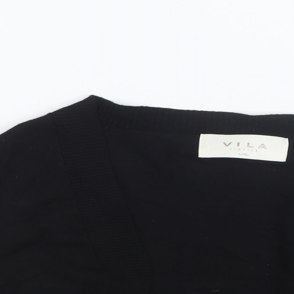 VILA Womens Black  Knit Cardigan Jumper Size L