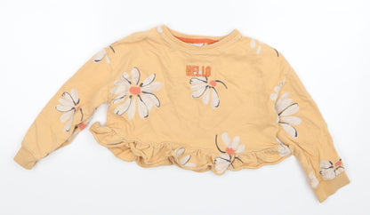 NEXT Girls Yellow Floral  Pullover Jumper Size 6 Years  - Cropped