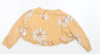 NEXT Girls Yellow Floral  Pullover Jumper Size 6 Years  - Cropped