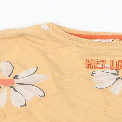 NEXT Girls Yellow Floral  Pullover Jumper Size 6 Years  - Cropped