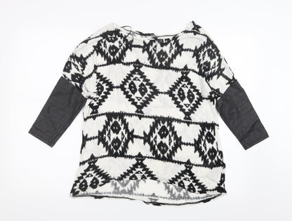 Divided by H&M Womens Black Geometric Knit Pullover Jumper Size S