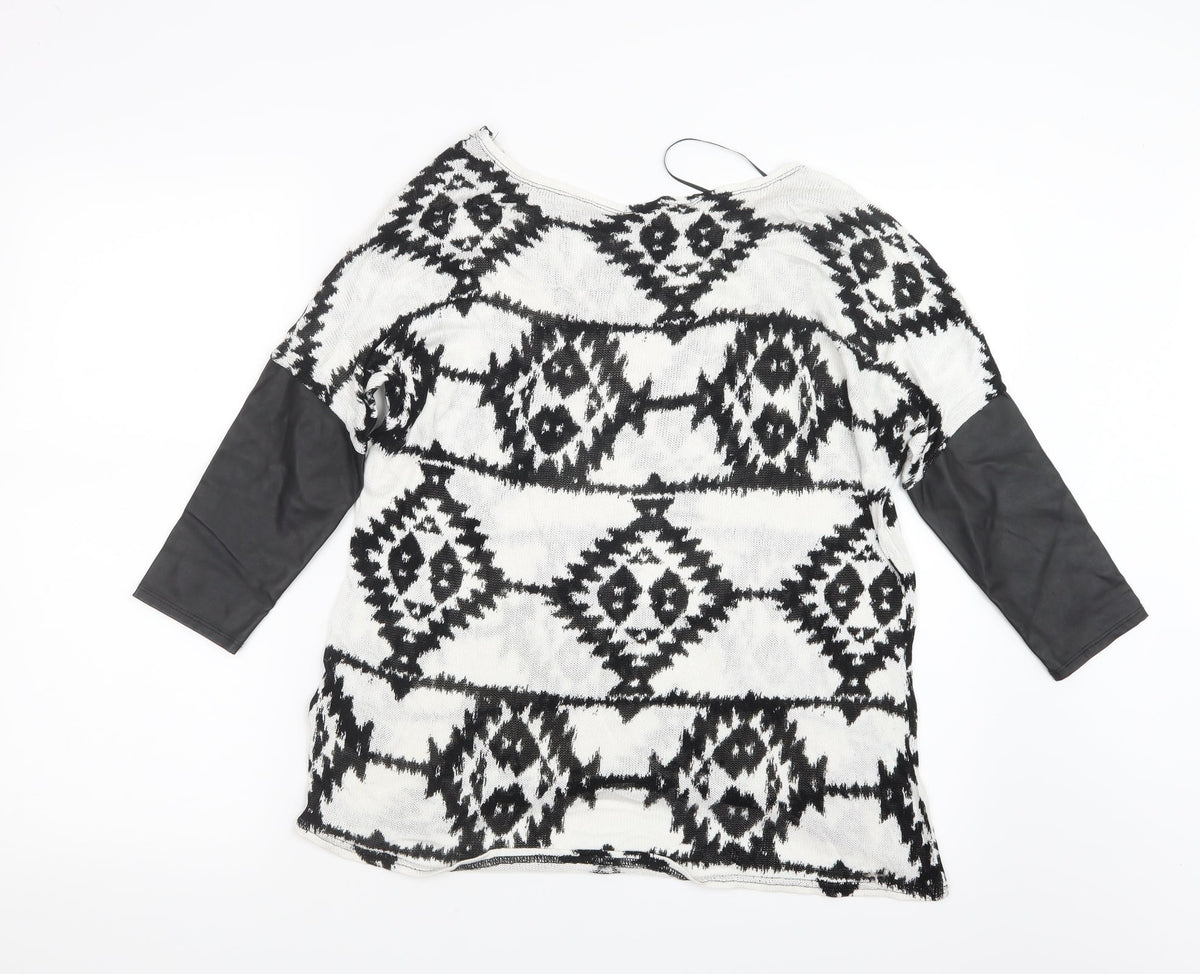 Divided by H&M Womens Black Geometric Knit Pullover Jumper Size S