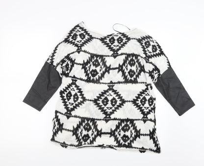 Divided by H&M Womens Black Geometric Knit Pullover Jumper Size S
