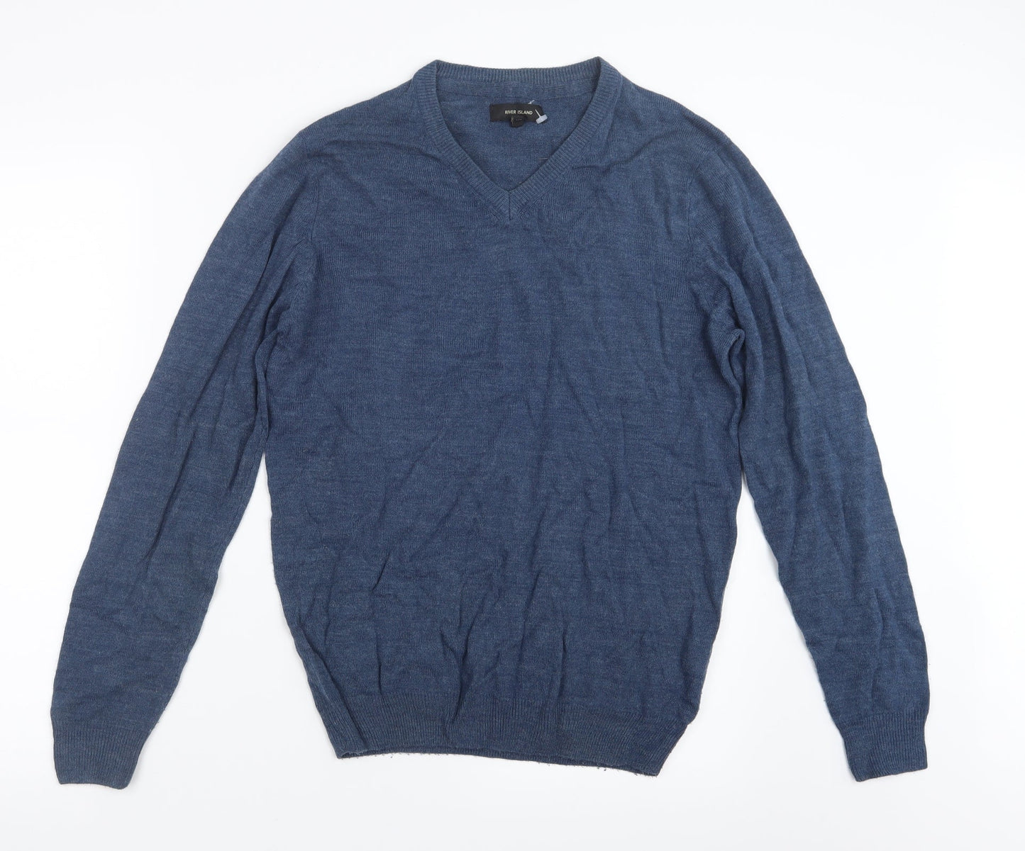 River Island Mens Blue  Knit Pullover Jumper Size S