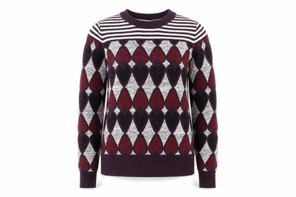Steps Womens Purple Geometric Knit Pullover Jumper Size M