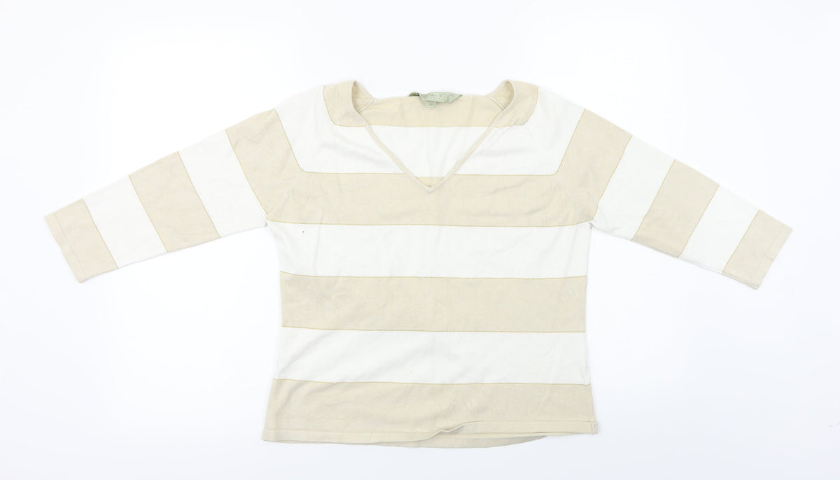 Viz A Viz  Womens Beige Striped  Pullover Jumper Size M