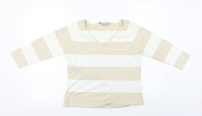 Viz A Viz  Womens Beige Striped  Pullover Jumper Size M