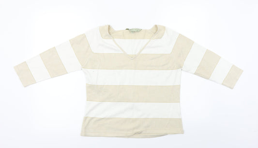 Viz A Viz  Womens Beige Striped  Pullover Jumper Size M