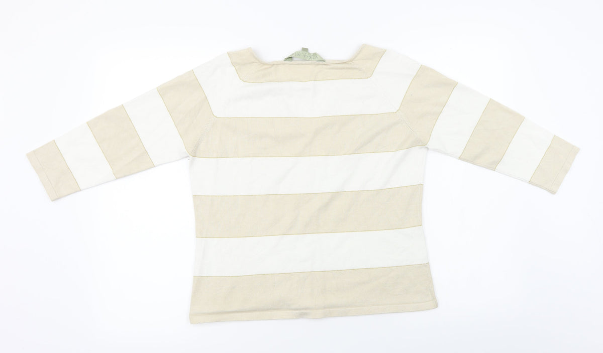 Viz A Viz  Womens Beige Striped  Pullover Jumper Size M