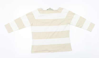 Viz A Viz  Womens Beige Striped  Pullover Jumper Size M