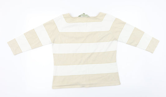 Viz A Viz  Womens Beige Striped  Pullover Jumper Size M