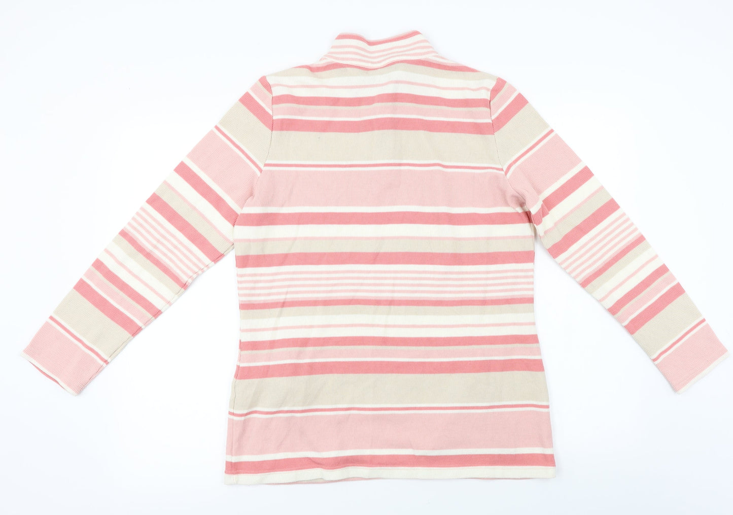 Damart  Womens Beige Striped  Henley Jumper Size 14