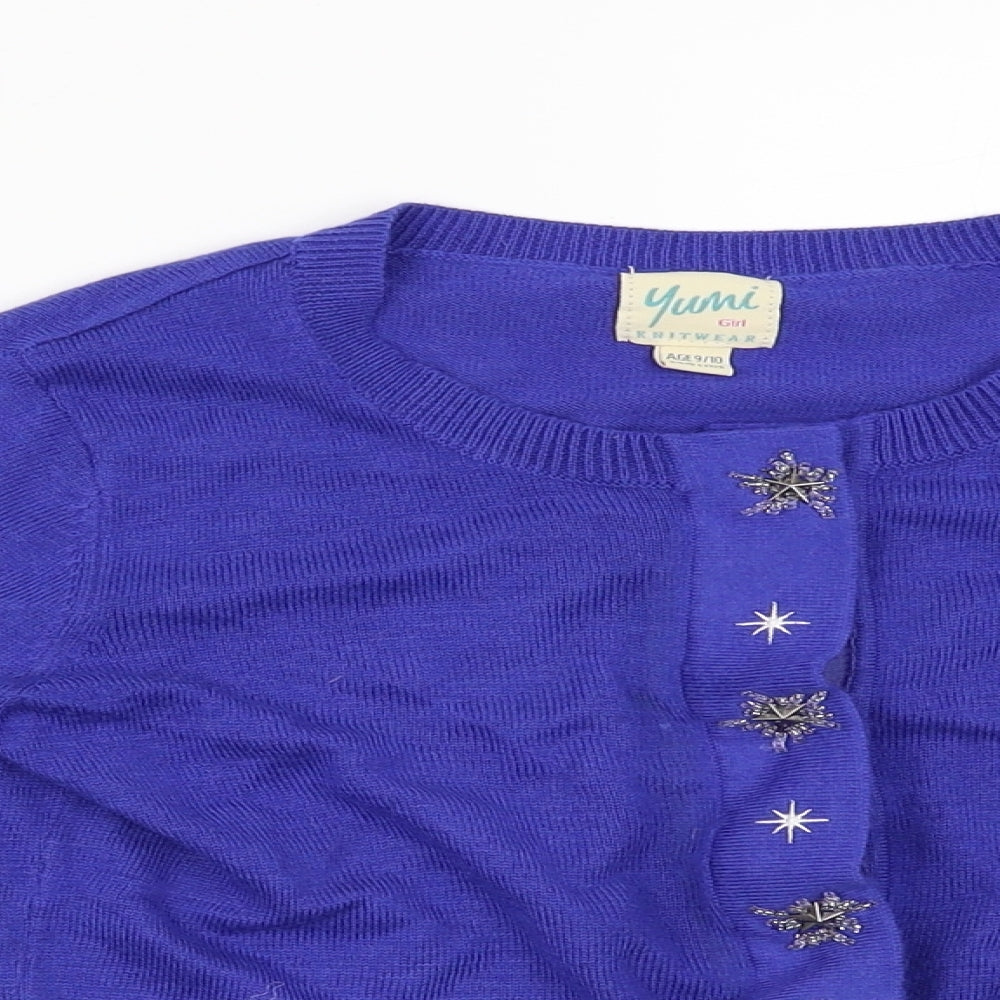 Yumi  Girls Blue   Cardigan Jumper Size 9-10 Years