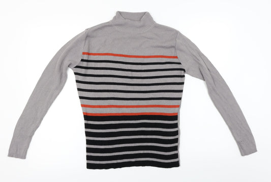 Afibel  Womens Grey Striped  Pullover Jumper Size 10