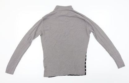 Afibel  Womens Grey Striped  Pullover Jumper Size 10