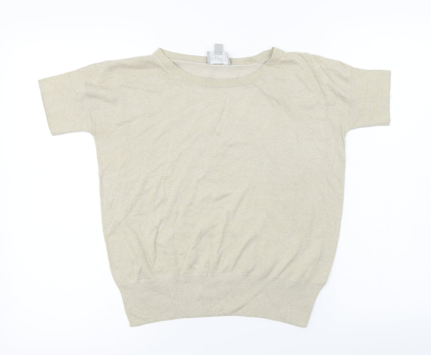 Womens UK Size 8 Pure Beige Basic T-Shirt