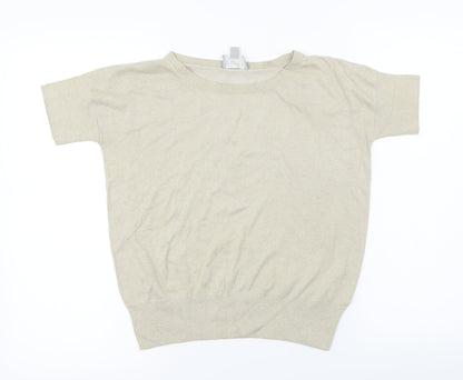 Womens UK Size 8 Pure Beige Basic T-Shirt