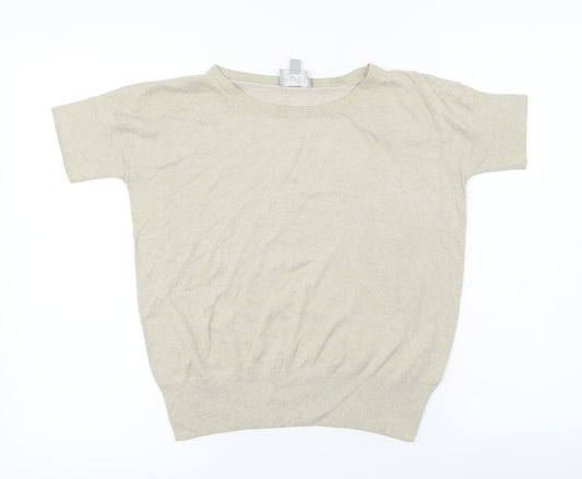 Womens UK Size 8 Pure Beige Basic T-Shirt