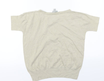 Womens UK Size 8 Pure Beige Basic T-Shirt