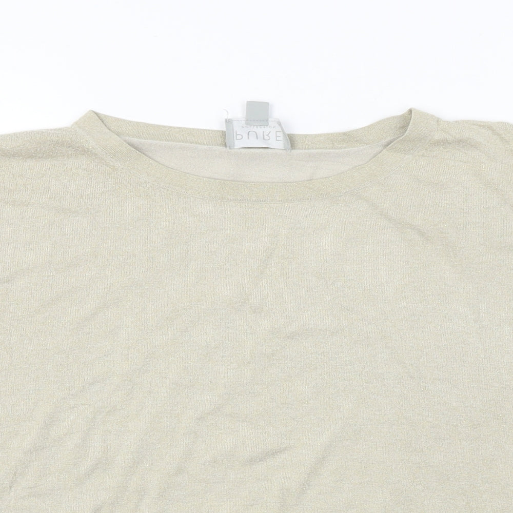 Womens UK Size 8 Pure Beige Basic T-Shirt