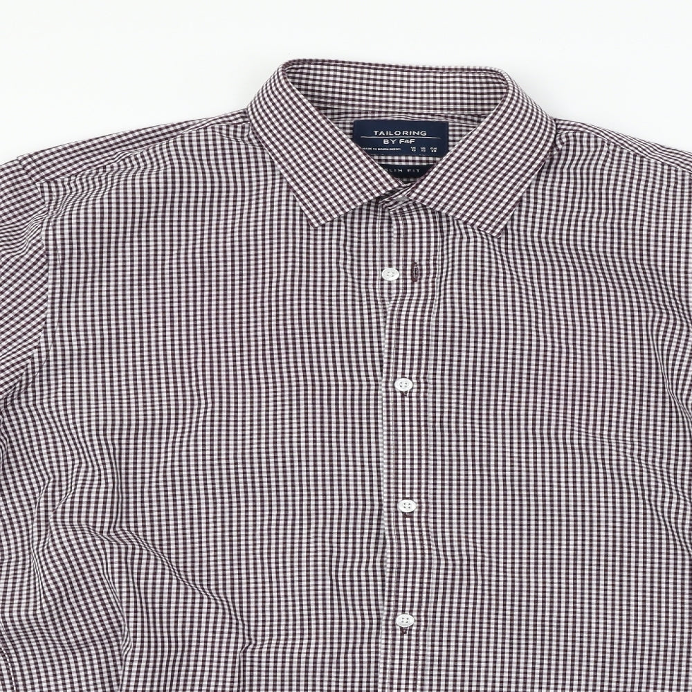 F&F  Mens Red Check   Button-Up Size 15