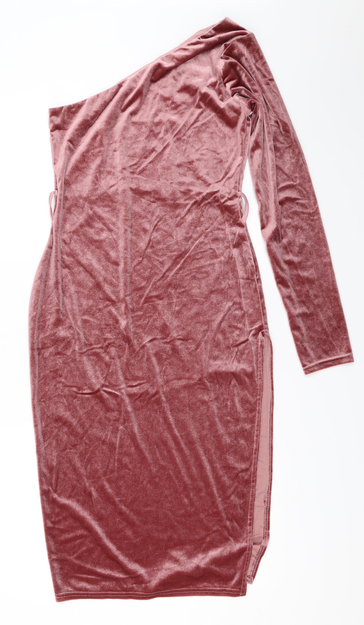 PRETTYLITTLETHING Womens Pink  Velour Bodycon  Size 8