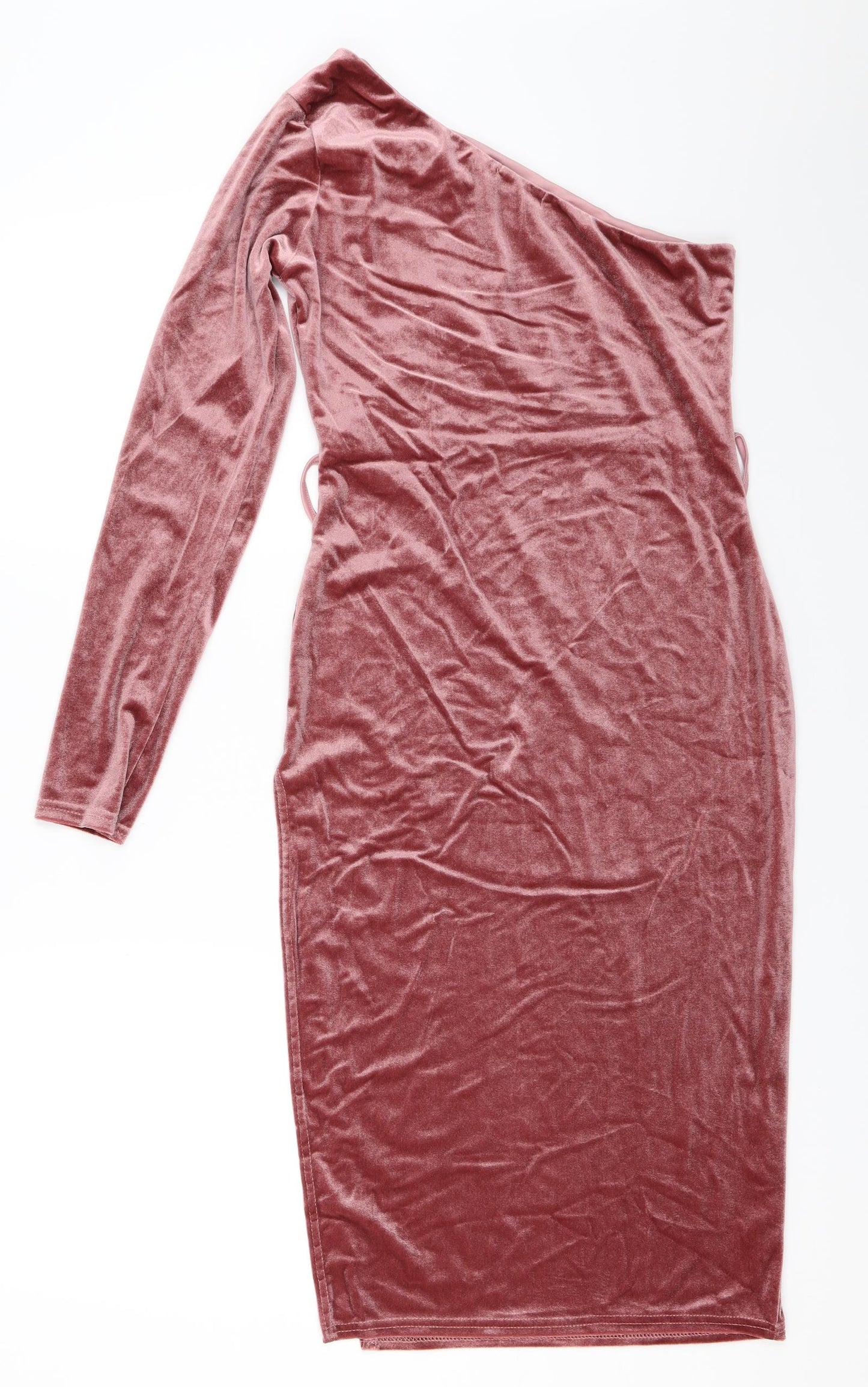 PRETTYLITTLETHING Womens Pink  Velour Bodycon  Size 8