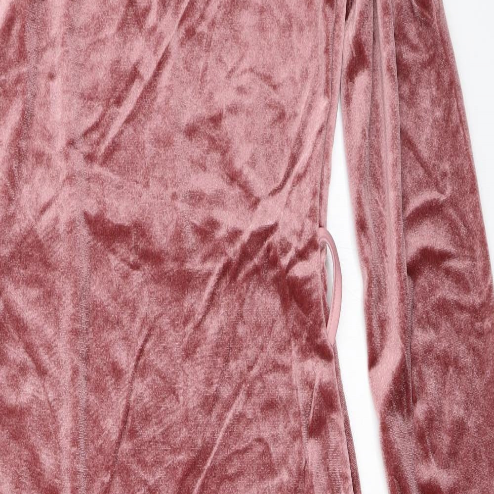PRETTYLITTLETHING Womens Pink  Velour Bodycon  Size 8