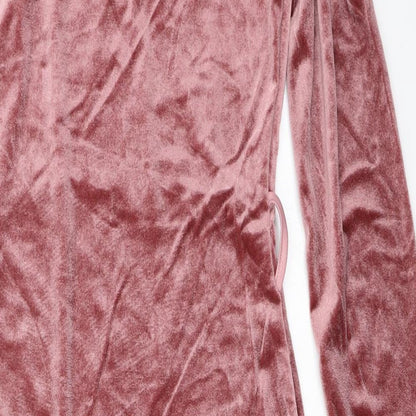 PRETTYLITTLETHING Womens Pink  Velour Bodycon  Size 8
