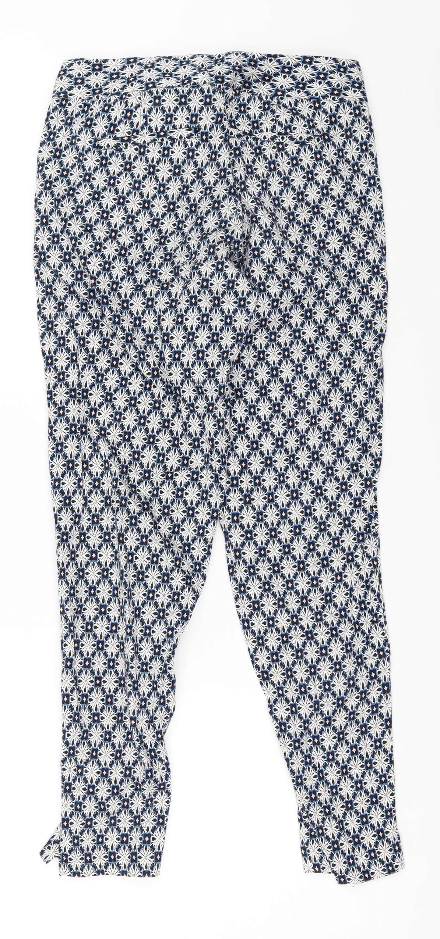 Warehouse Womens Black Geometric  Capri Trousers Size 6 L27 in